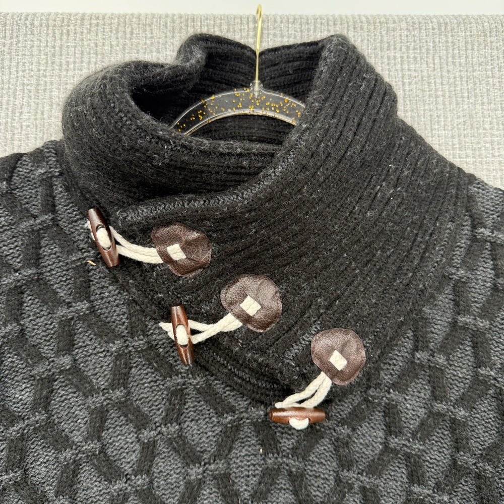 Leif Nelson Knit Sweater Cowl Shawl Neck Buckle Pullover‎ 3D Knit Fisherman Sz S